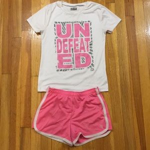 Pink Justice shorts with tshirt
